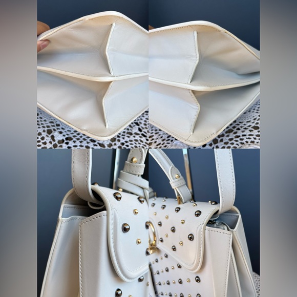 •••SOLD•••Retailed $3550 Versace Calfskin Studded DV Satchel White Bag - Picture 15 of 17